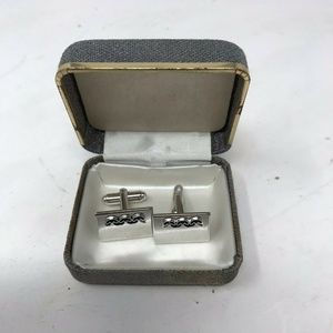 Vintage Wave Design Silver Tone Cufflinks